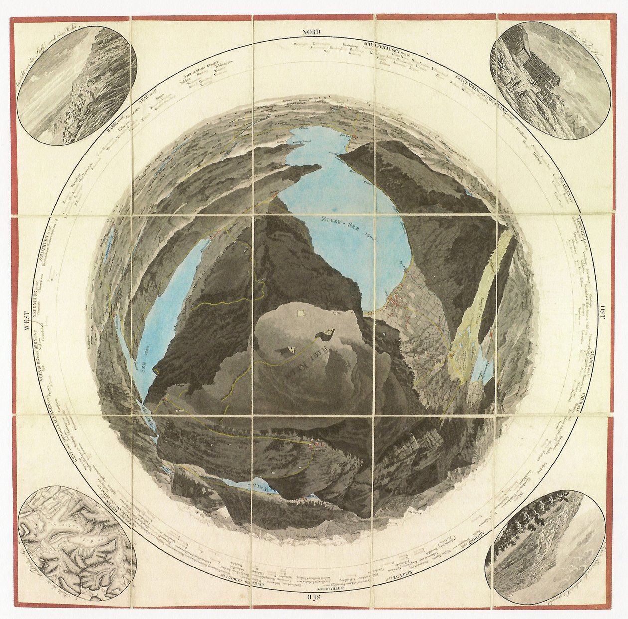 Panorama or Circular View from Rigiberg, 1830 by Franz Ludwig Pfyffer