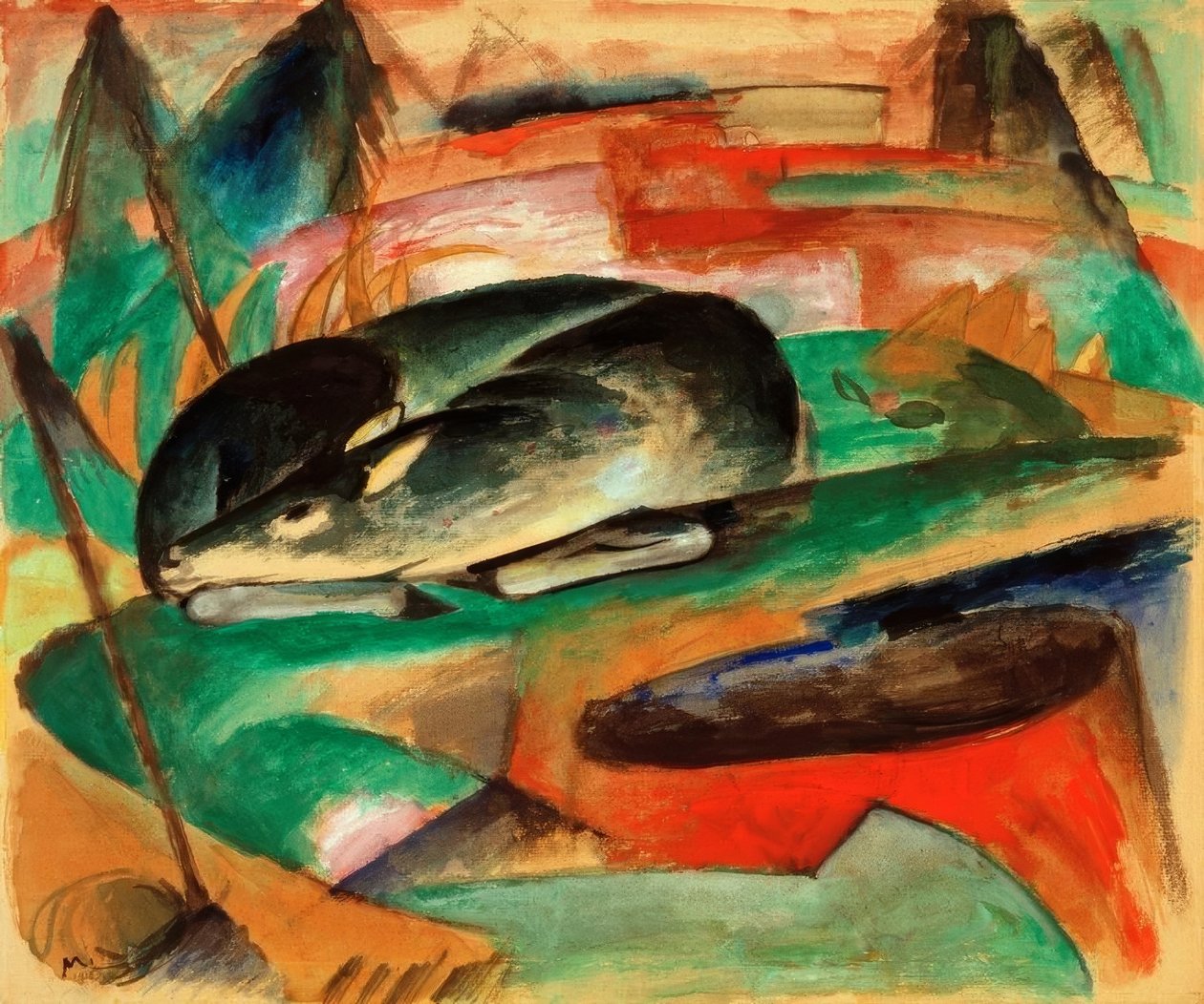 Sleeping Deer by Franz Marc