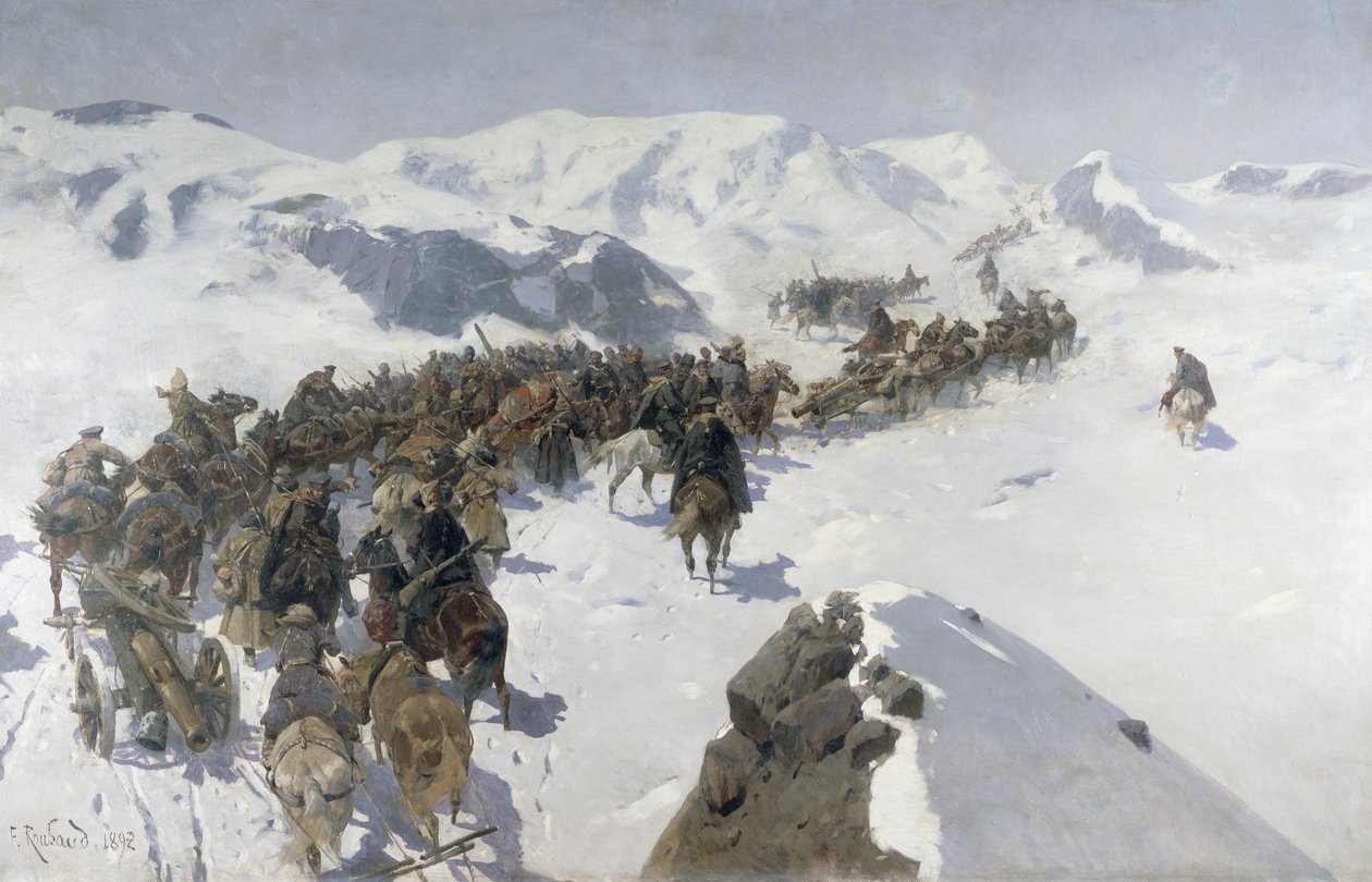 Count Argutinsky Crossing the Caucasian Range, 1892 by Franz Roubaud