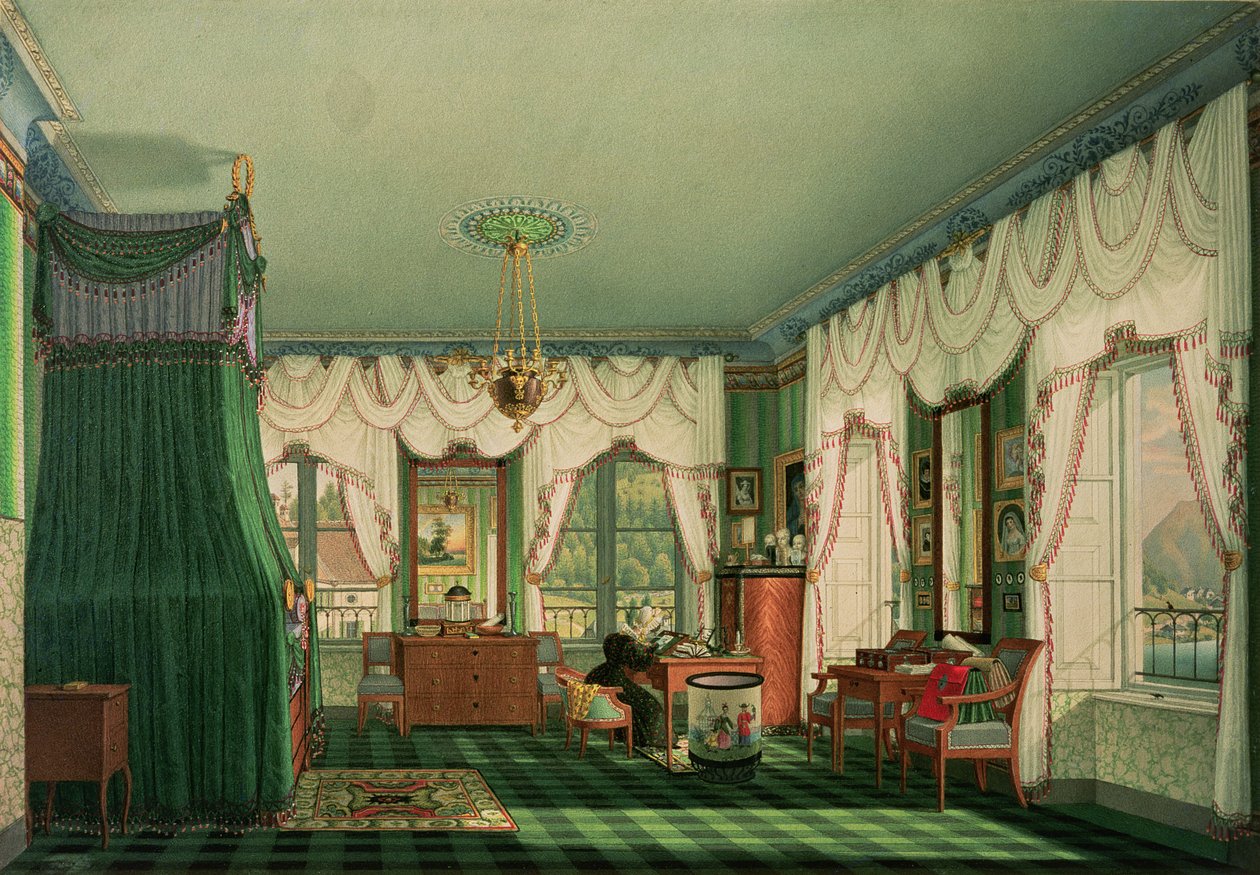 The Bedroom of Elizabeth of Bavaria, Schloss Tegernsee. c.1840 by Franz Xavier Nachtmann