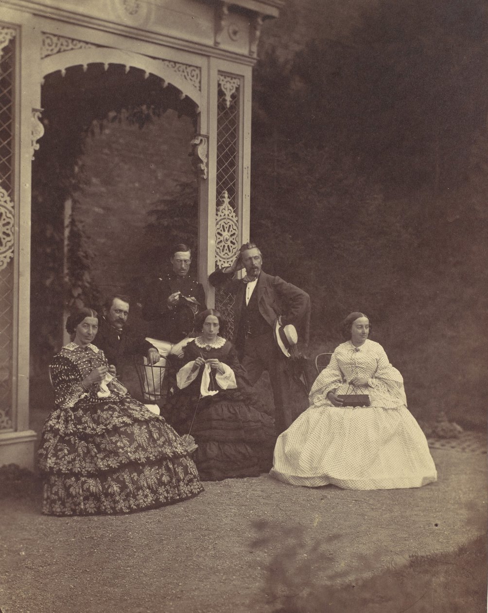 Portrait of Three Women and Men in a Garden, 1850s-60s by Franz Antoine
