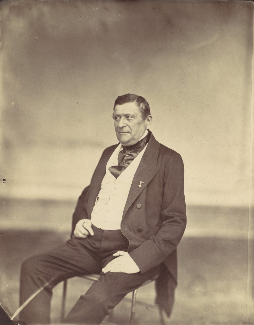 Seated Man in White Vest and Dark Coat, 1850s-60s by Franz Antoine