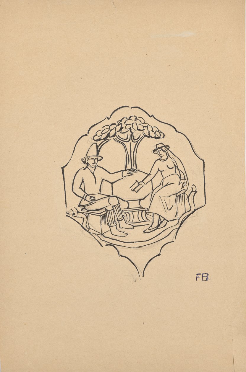 Peasant Couple (Filling of a Furniture Piece?) by Franz Barwig d. Ä.