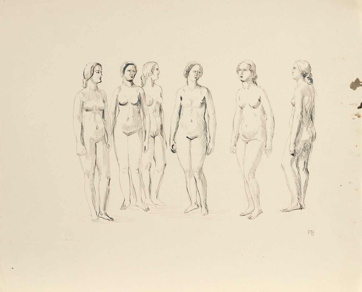 Six Female Nudes by Franz Barwig d. Ä.