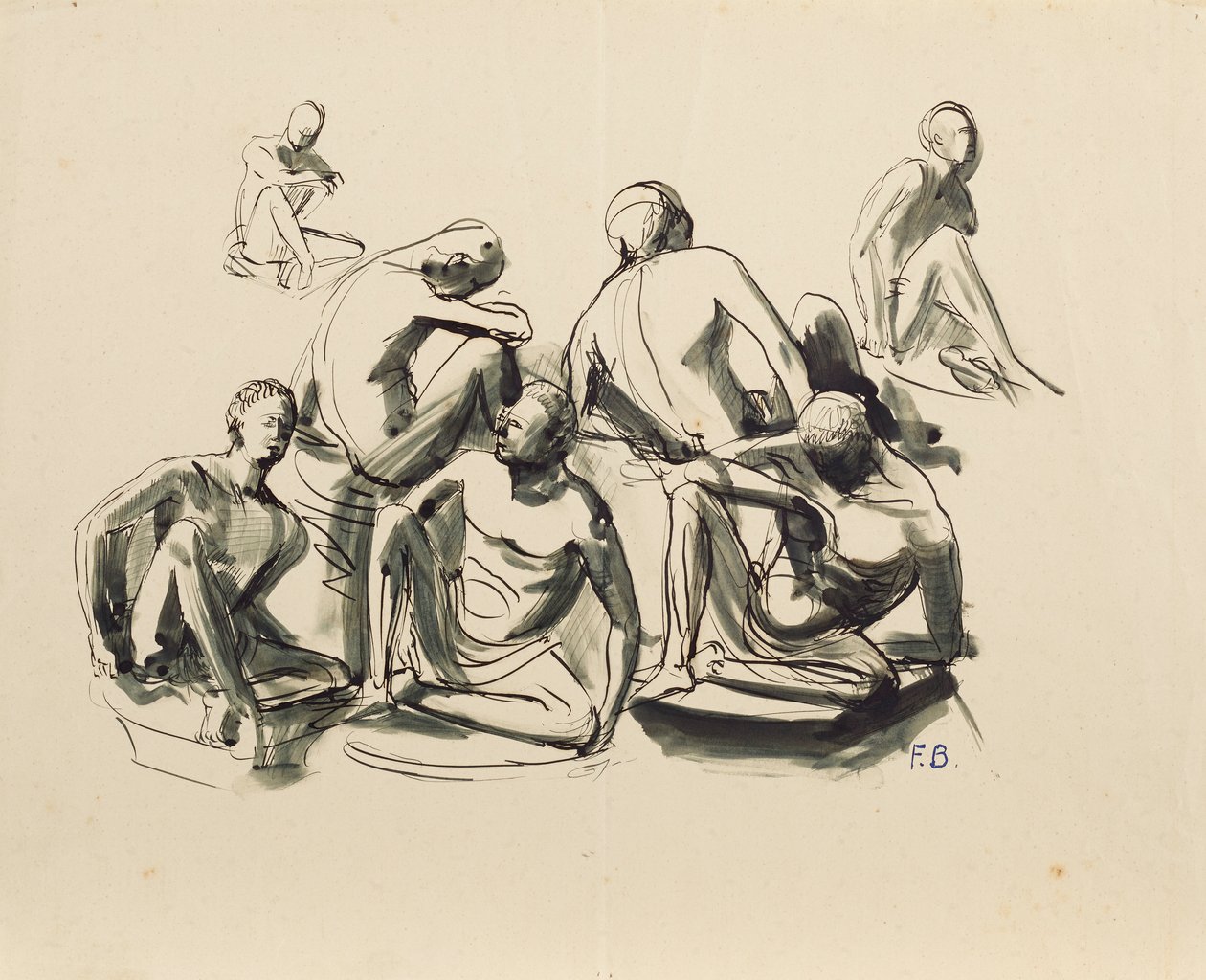Seven Seated Youths by Franz Barwig d. Ä.