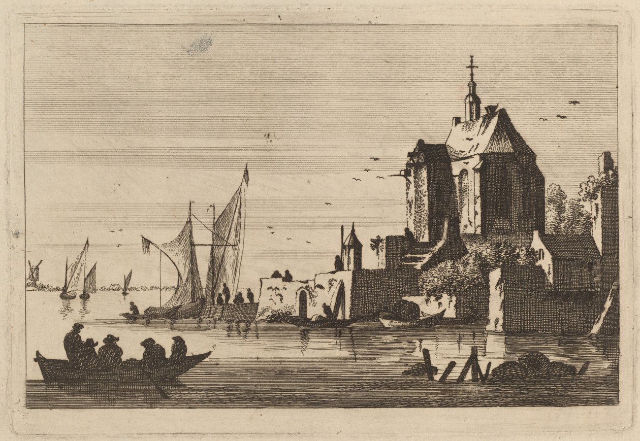 Church in an Inlet with Rowboat in the Foreground by Franz Edmund Weirotter