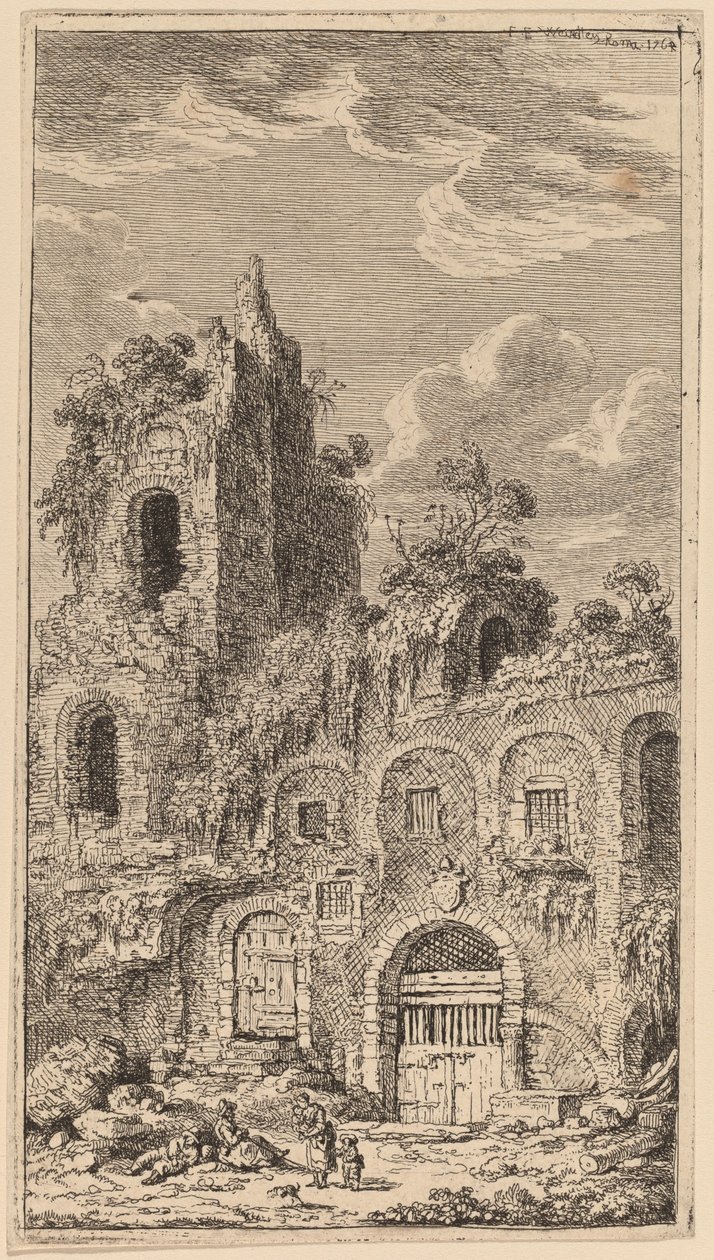 Fragment of the Old City Wall at San Giovanni Laterano by Franz Edmund Weirotter