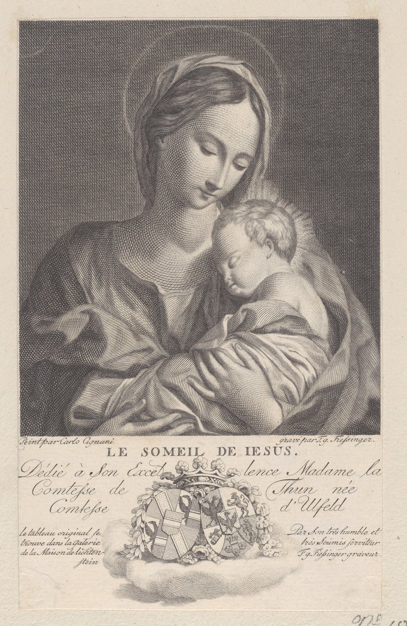 Virgin and Child, with the Christ child sleeping in her arms Le Someil de Jesus, 1743-1807 by Franz Gabriel Fiessinger
