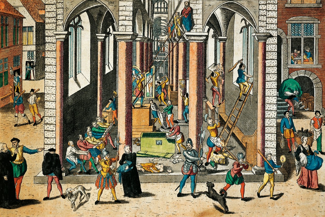 Destruction of Relics and Statues in Churches, April 1566, Engraving by Franz Hogenberg by Franz Hogenberg
