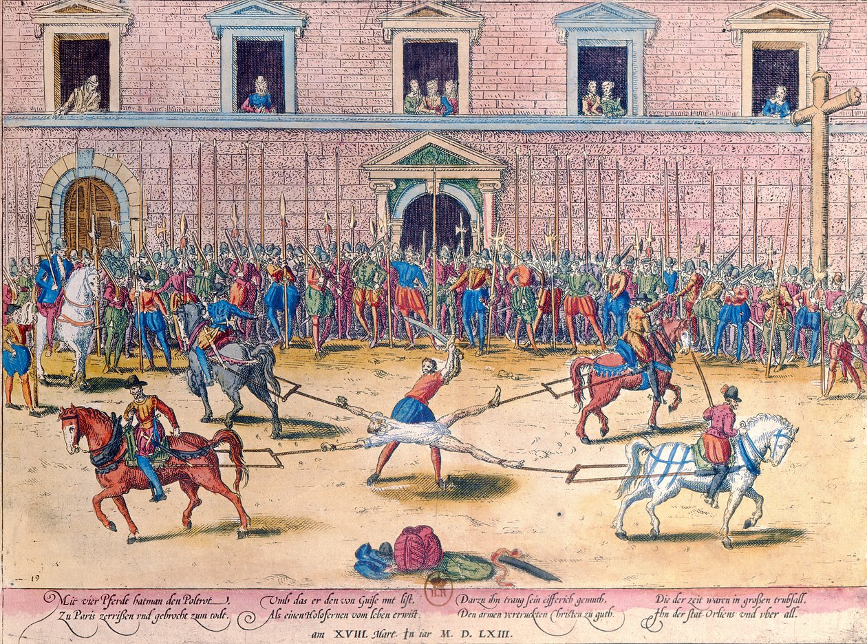 Execution of Jean de Poltrot, Sieur de Mere, on 18th March, 1563 by Franz Hogenberg
