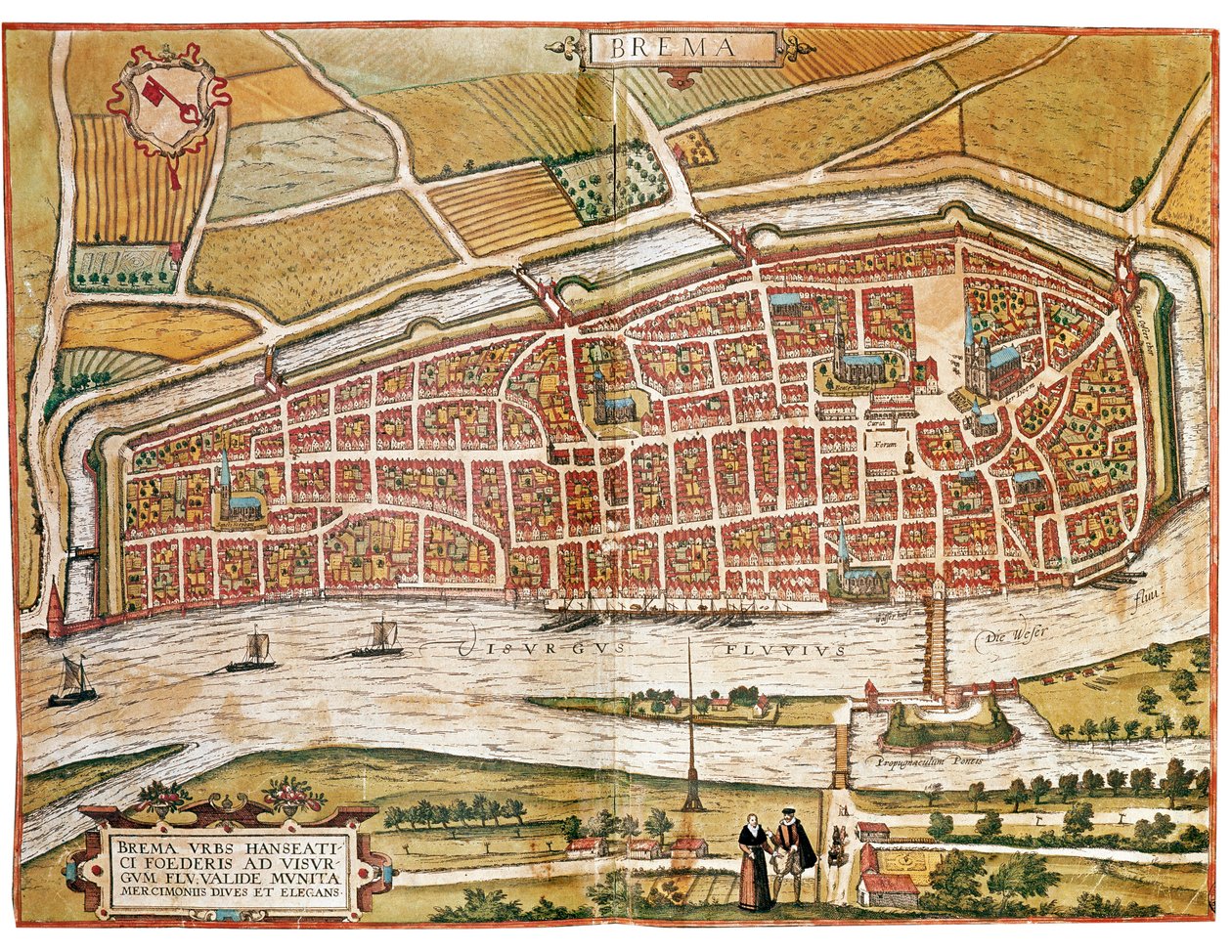 Map of Bremen (engraving) by Franz Hogenberg
