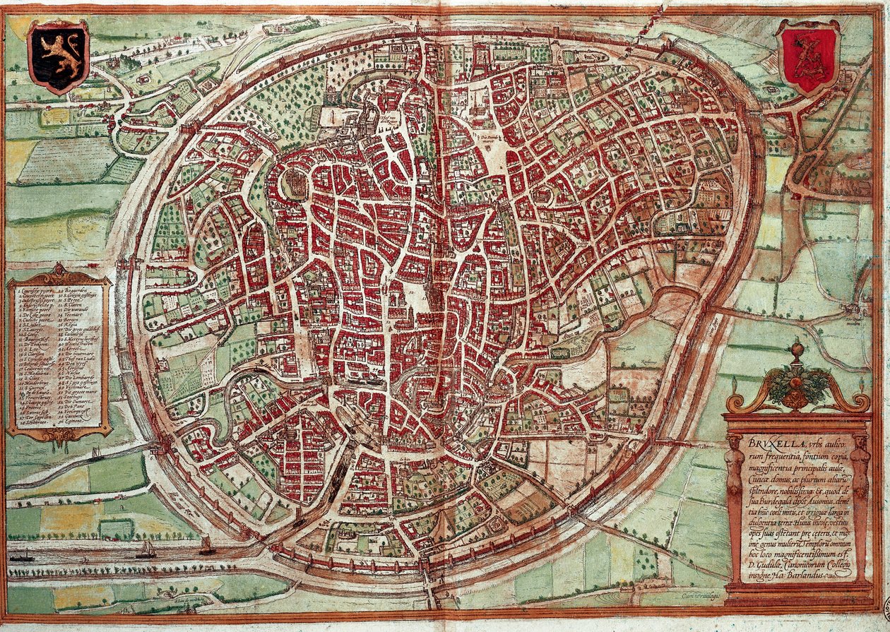 Map of Brussels - Belgium by Franz Hogenberg