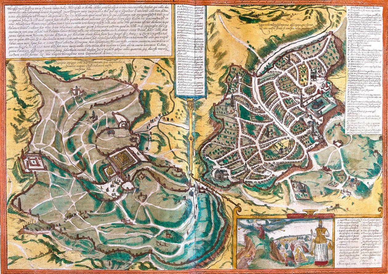 Map of Jerusalem (Hierosolymorum), Israel by Franz Hogenberg