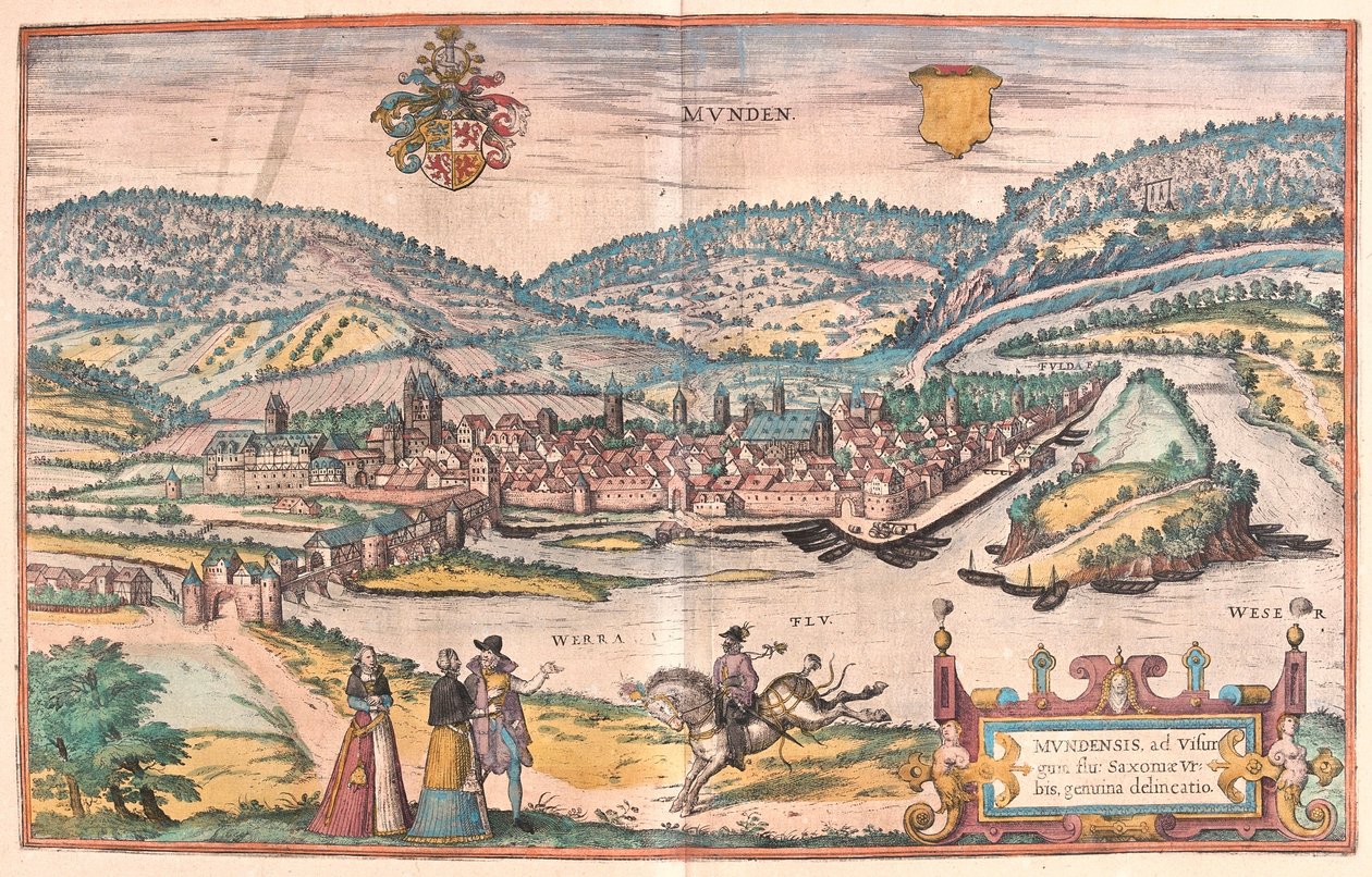 Munden, Germany (engraving) by Franz Hogenberg