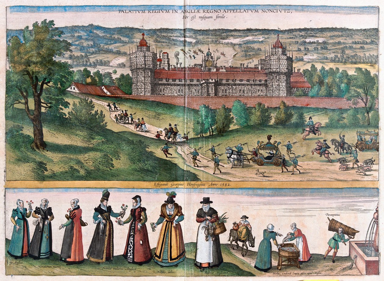 Palace of Sans-Elike, Surrey, England (engraving) by Franz Hogenberg