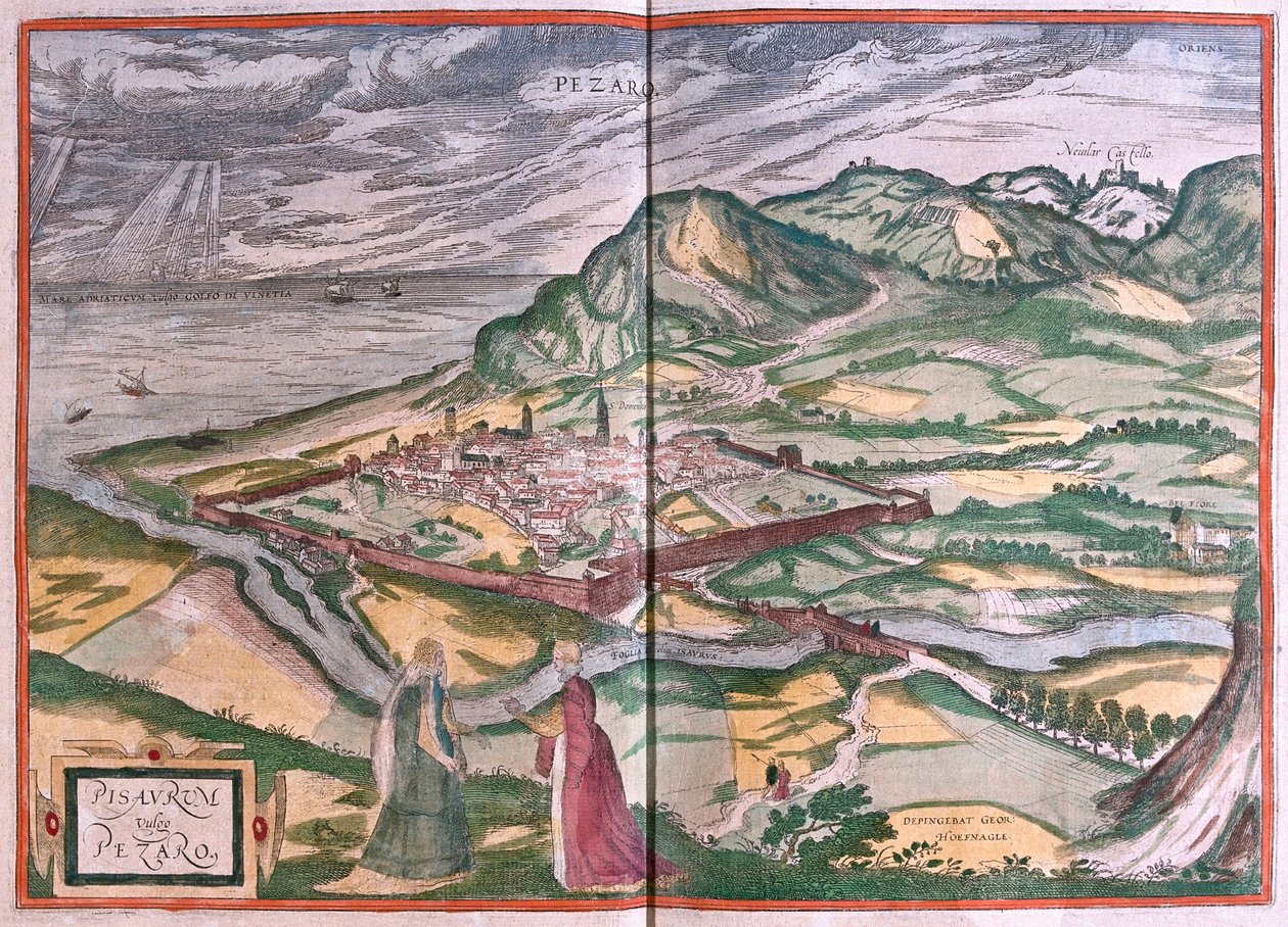 Pesaro, Italy (engraving) by Franz Hogenberg