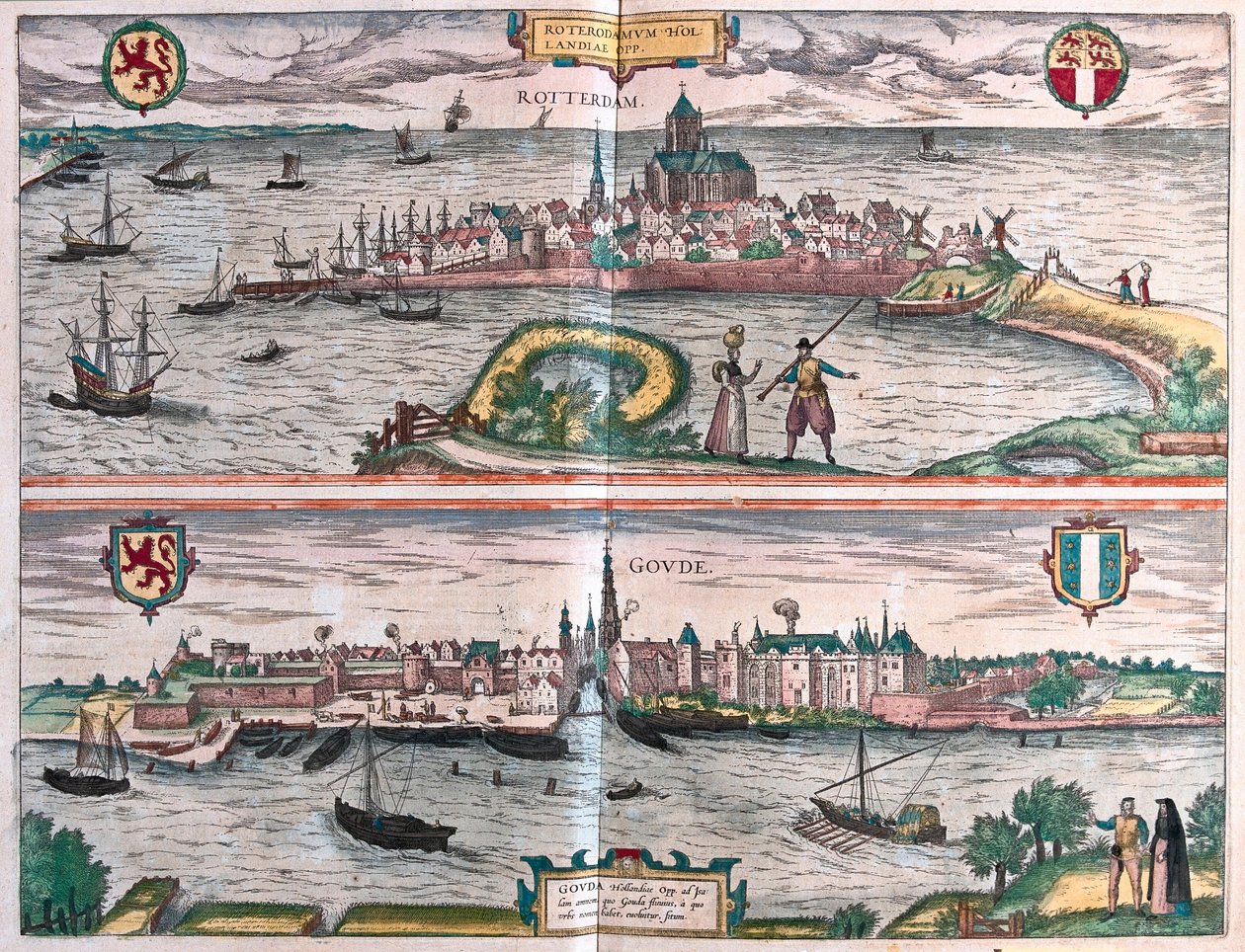 Rotterdam and Gouda, Netherlands by Franz Hogenberg
