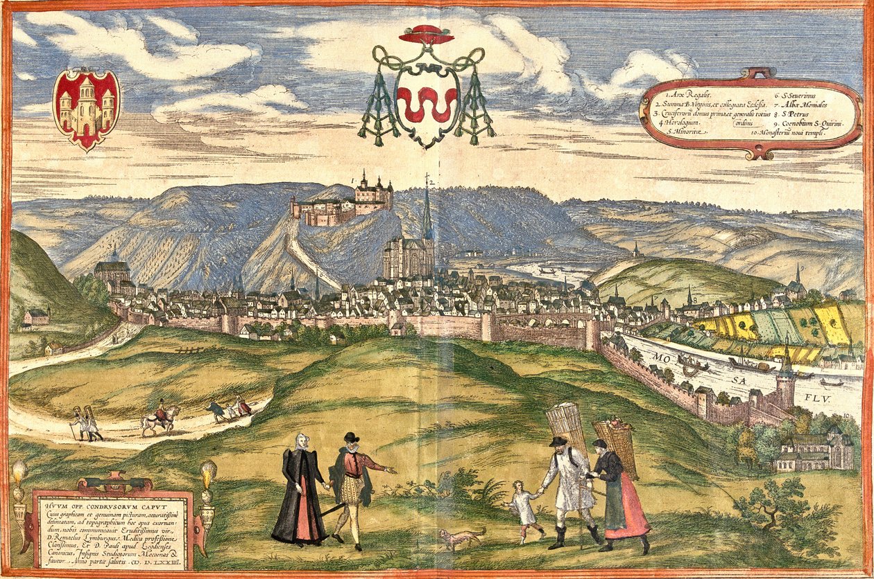 View of Huy, Belgium by Franz Hogenberg