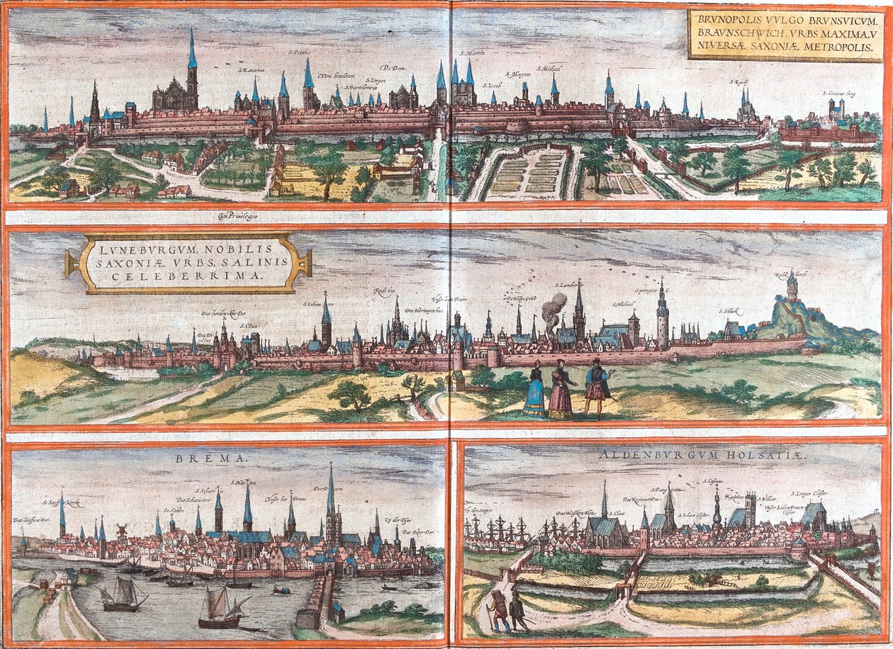 Views of Brunswick, Lüneburg, Bremen and Oldenburg, Germany by Franz Hogenberg