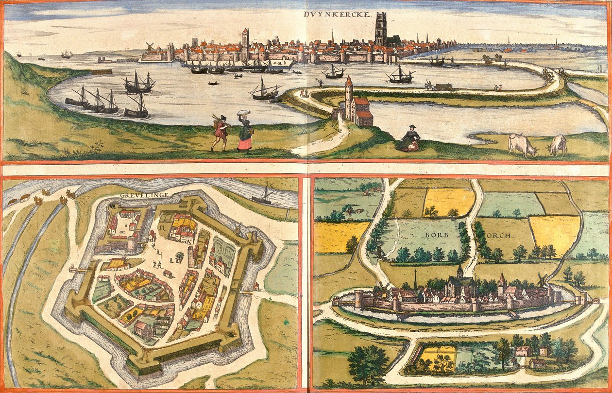 Views of Dunkirk, Gravelines and Bourbourg, France by Franz Hogenberg