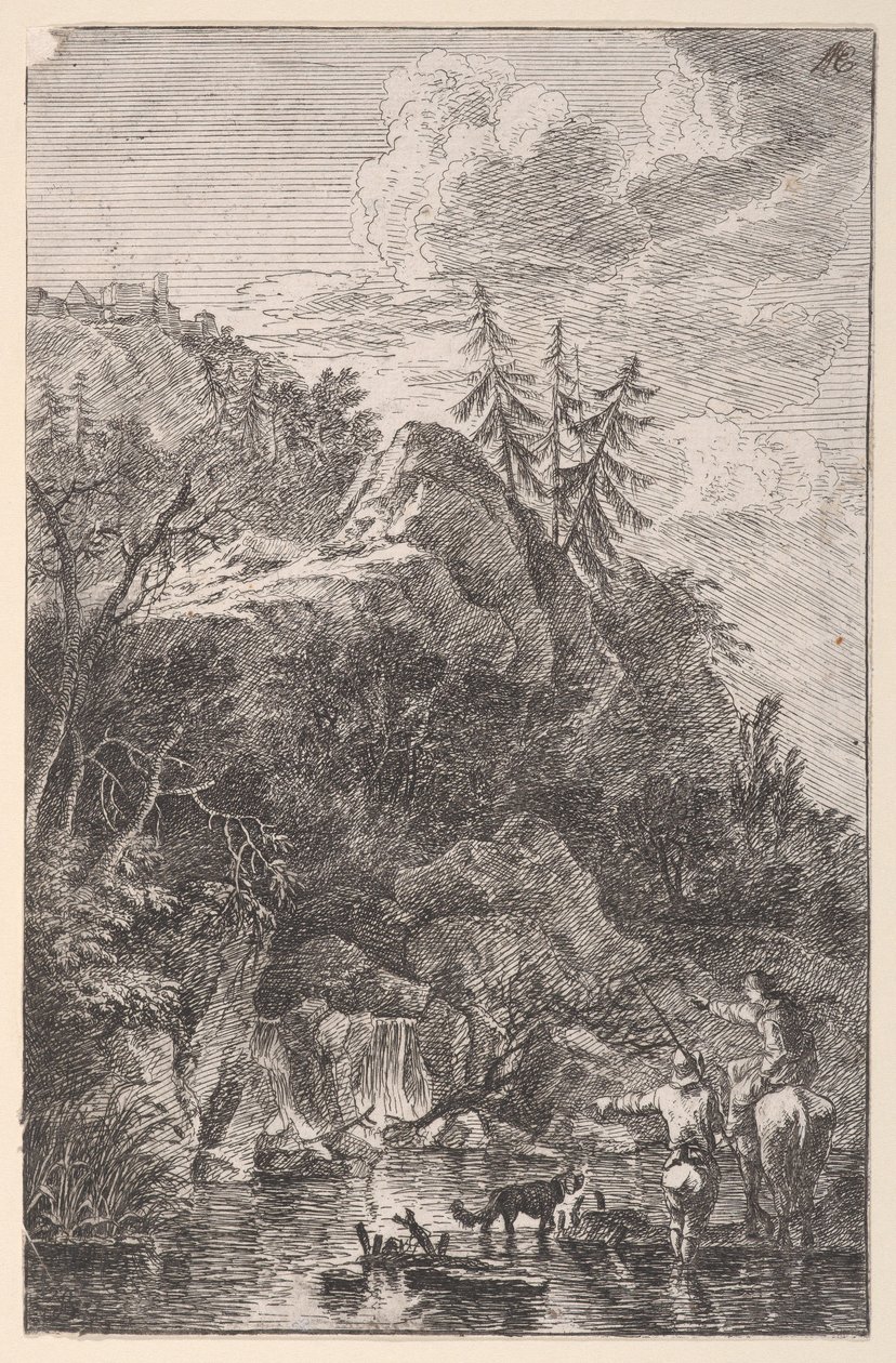 Plate 5: Female Figure on Horseback and a Male Figure with a Dog Standing in a Street by Franz Joachim Beich