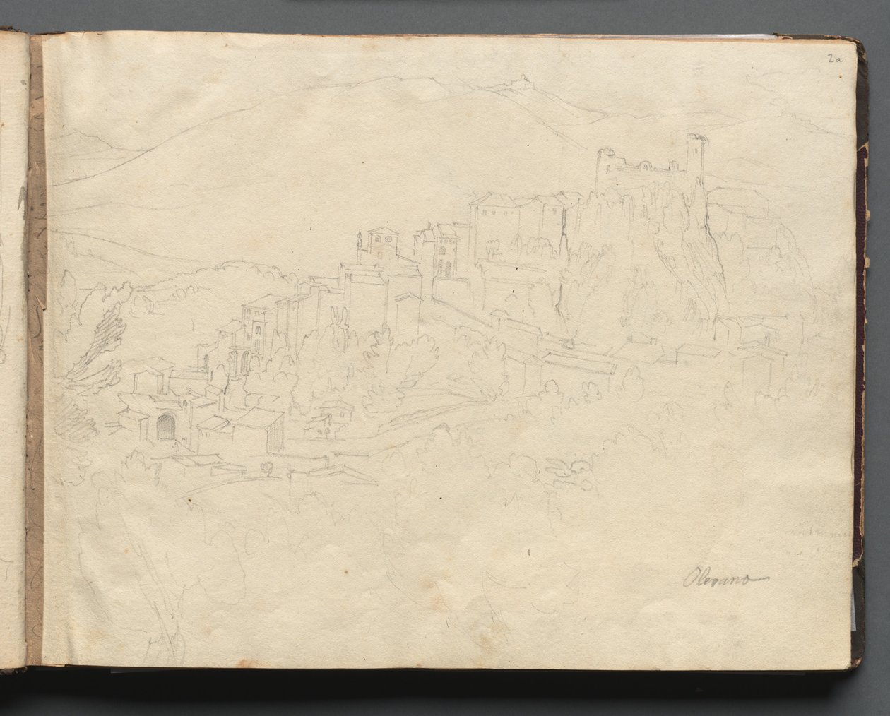 Album with Views of Rome and Surroundings, Landscape Studies, page 02a: "Olevano" by Franz Johann Heinrich Nadorp