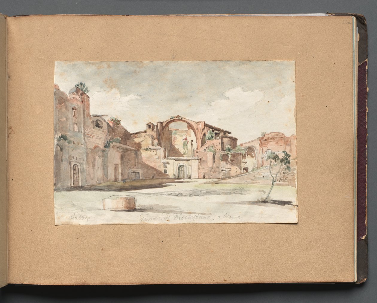 Album with Views of Rome and Surroundings, Landscape Studies, page 22a: Terme di Diocleziano, Rome by Franz Johann Heinrich Nadorp
