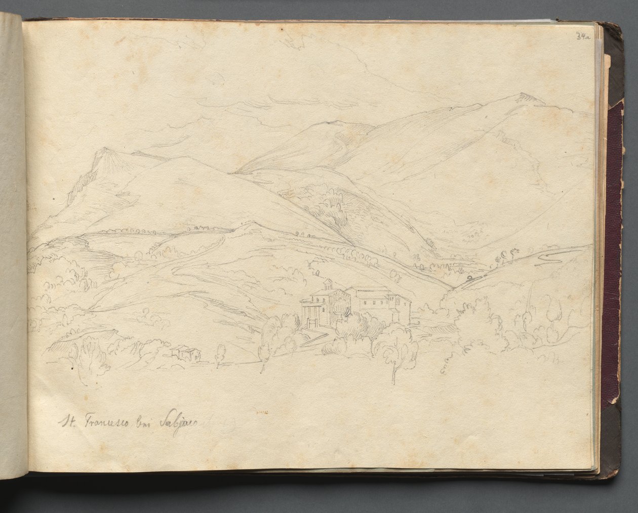 Album with Views of Rome and Surroundings, Landscape Studies, page 34a: St. Francesco by Franz Johann Heinrich Nadorp