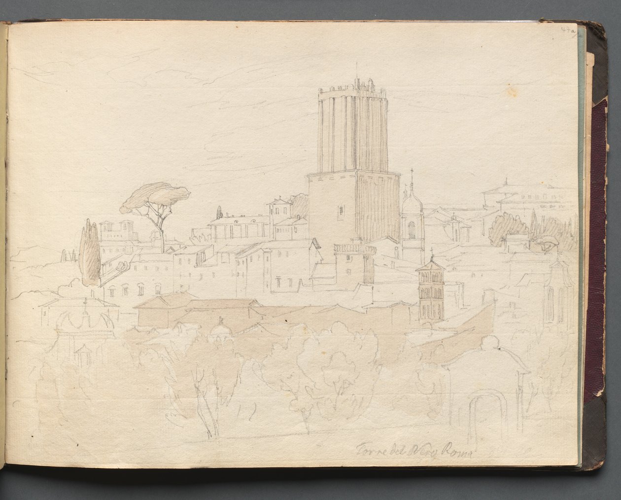 Album with Views of Rome and Surroundings, Landscape Studies, Page 47a: Torre del Nero, Rome by Franz Johann Heinrich Nadorp