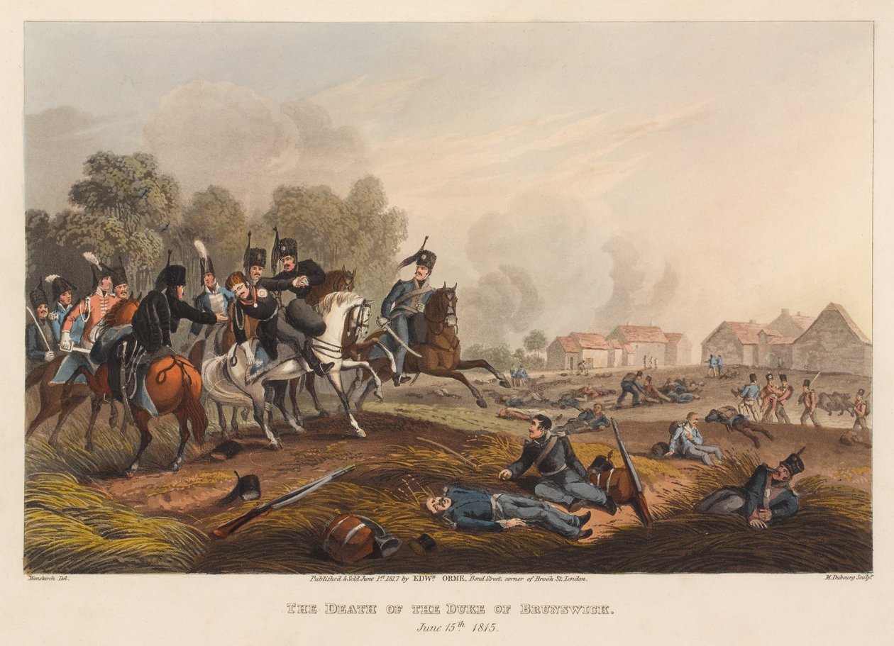 The Death of the Duke of Brunswick, June 15th 1815 by Franz Joseph (after) Manskirch
