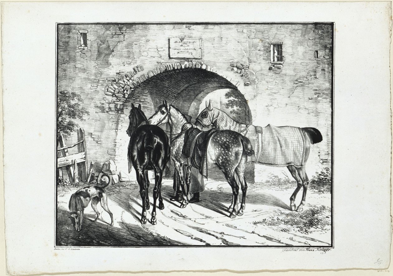 Three Horses at the Gateway by Franz Krüger
