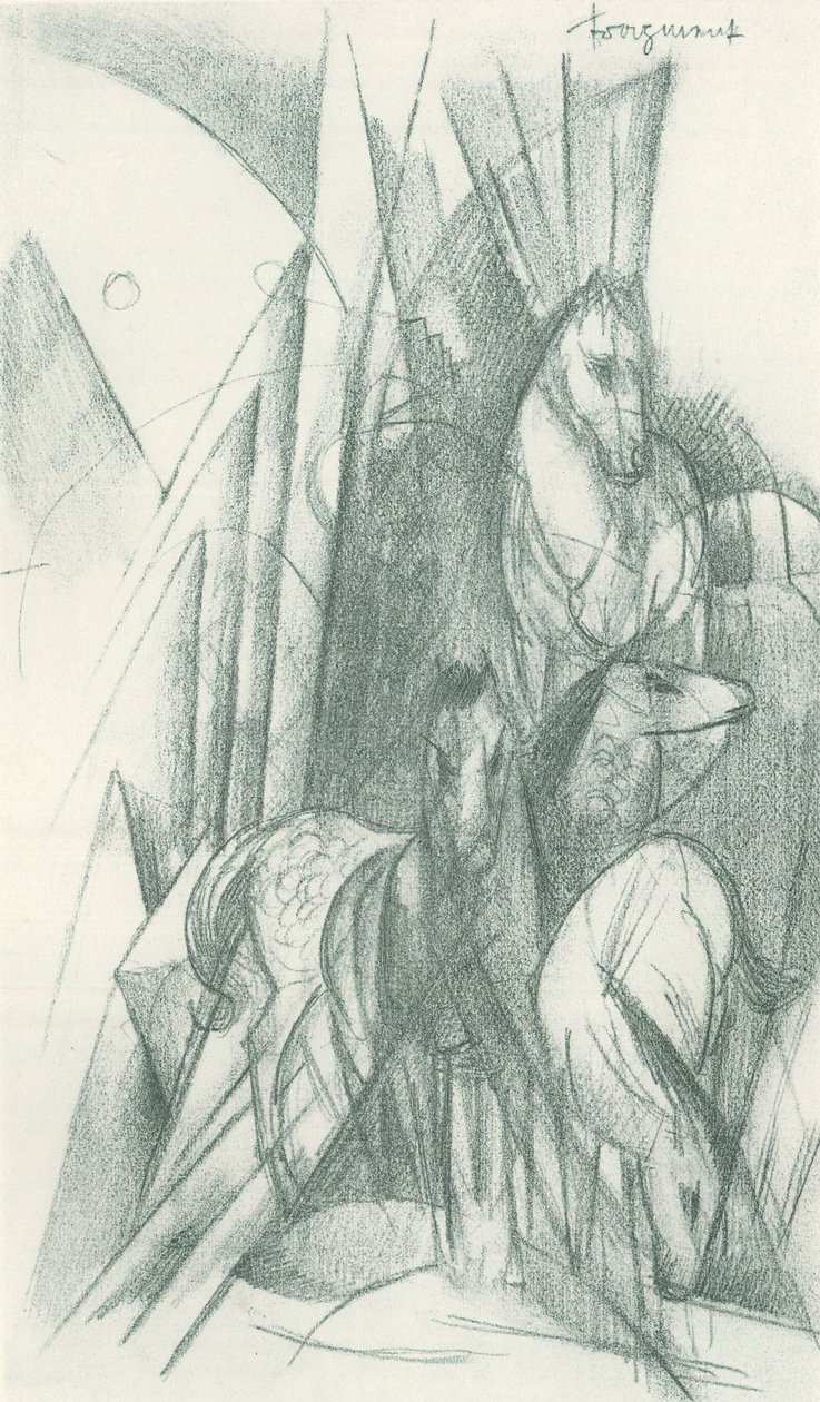 Composition of Horses and Abstract Forms by Franz Marc
