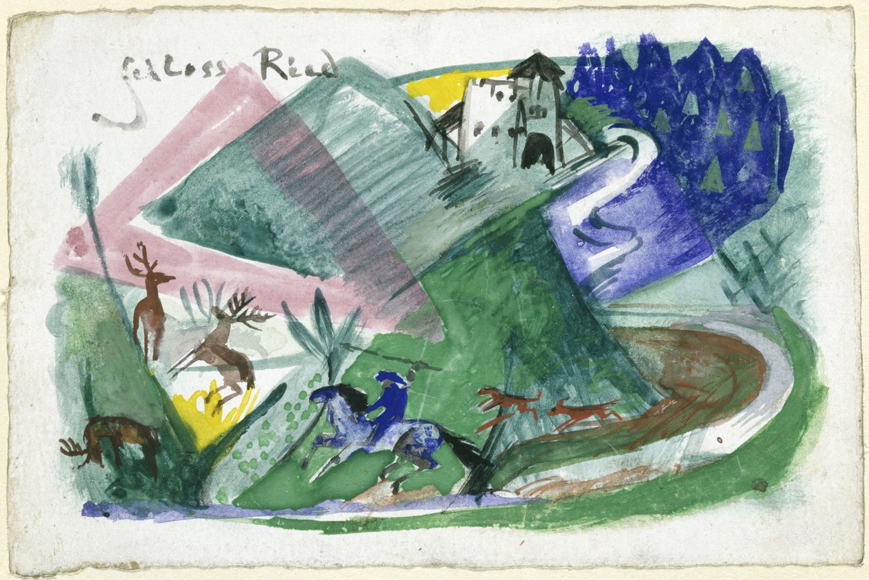 Schloss Ried (Postcard to Else Lasker-Schüler) by Franz Marc