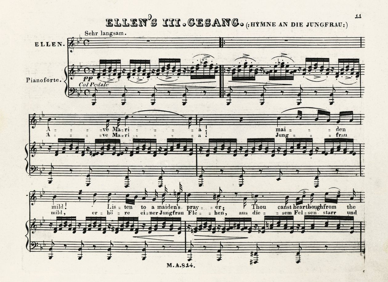Initial notes of Ave Maria by Franz Schubert by Franz Schubert