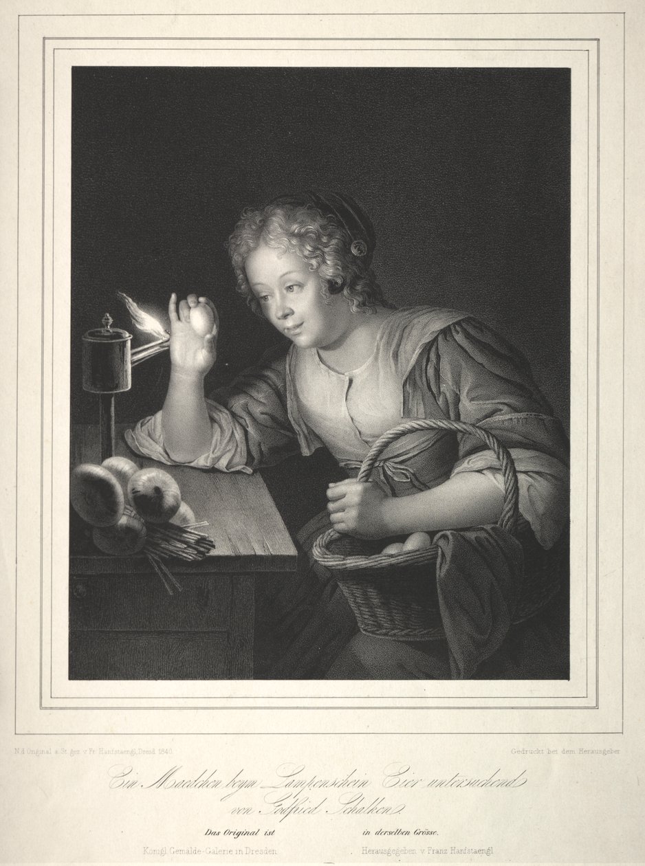 Girl Candling Eggs by Franz Seraph Hanfstaengl