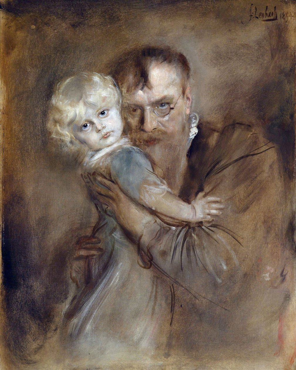 Self-portrait with Daughter Marion by Franz Seraph von Lenbach