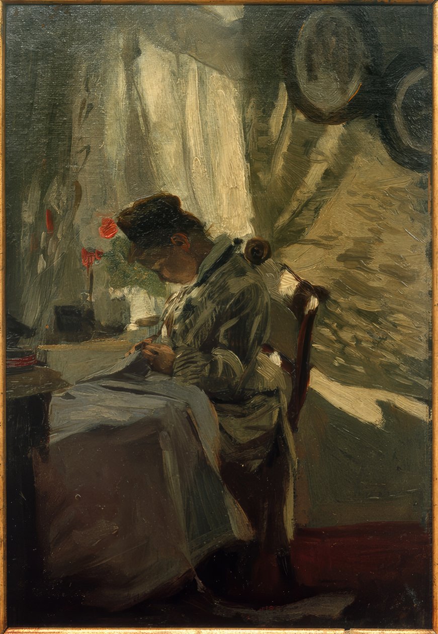 Seamstress at the Window by Franz Skarbina
