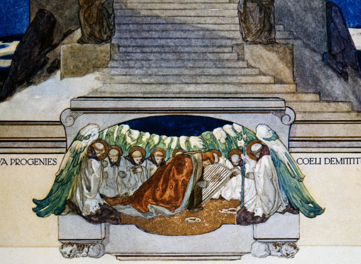 And new progeny descends from heaven, Purgatory, canto XXII, Divine Comedy of Dante Alighieri, illustration by Franz von Bayros by Franz von  Bayros