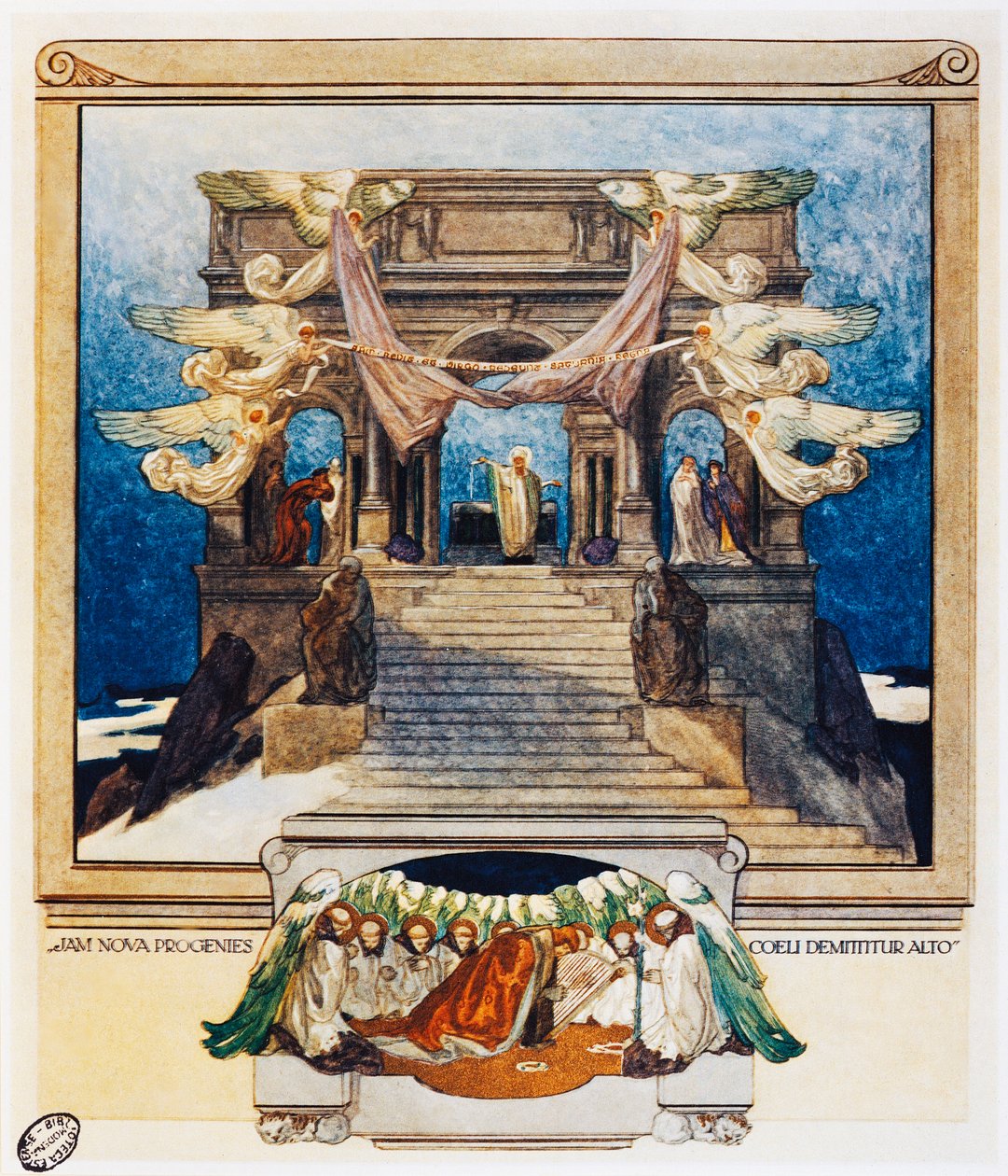 And New Progeny Descends from Heaven, Verse 72, Purgatorio, Canto XXII, The Divine Comedy, by Dante Alighieri, Illustration by Franz Von Bayros by Franz von  Bayros