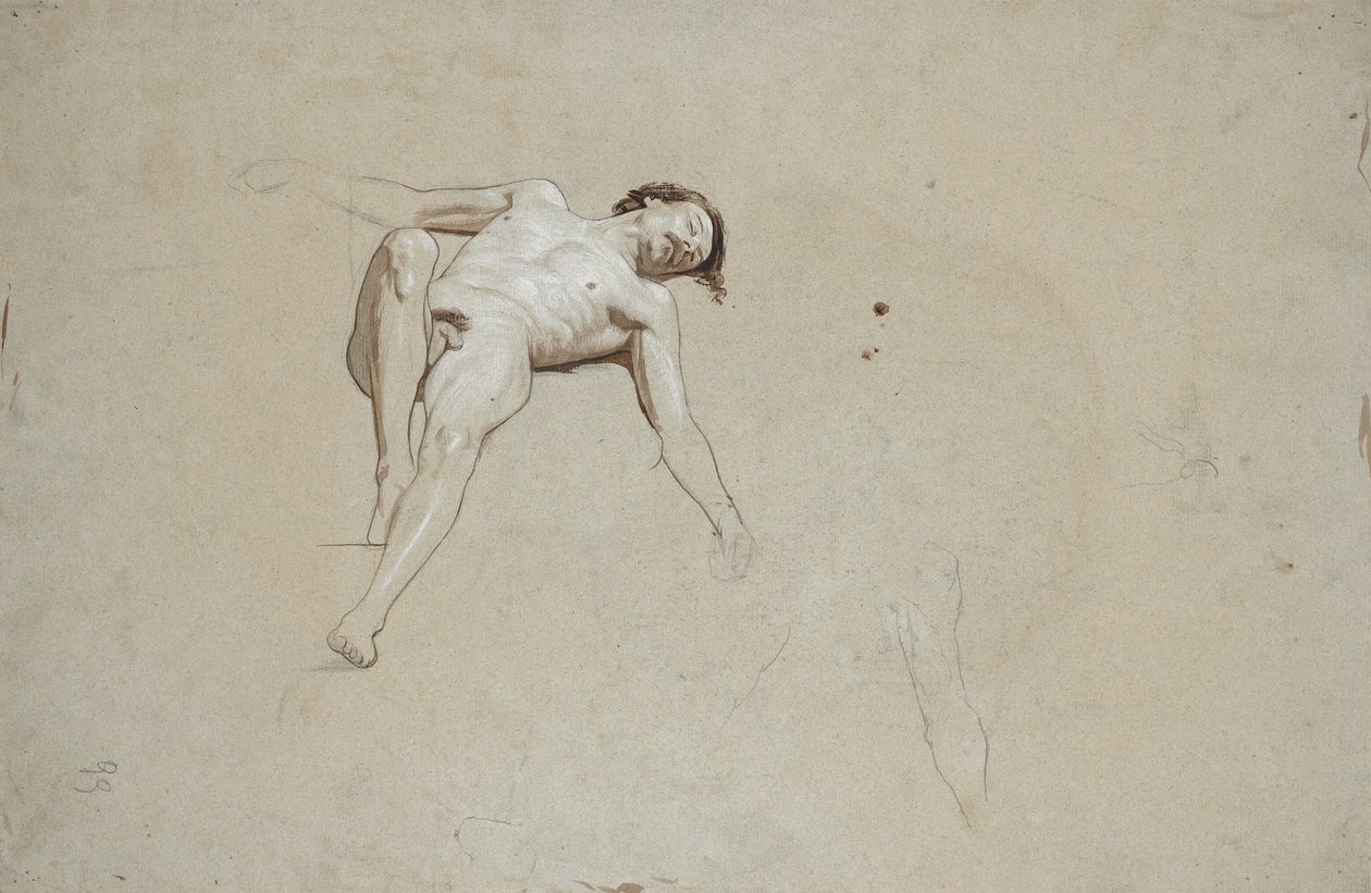 Study of a Reclining Male Nude by Franz von Matsch