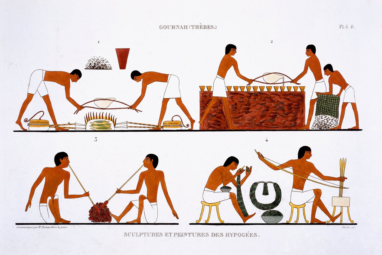 Jewellery and metal Workshop, from a Rare Record of Frescoes from Thebes, recorded by Frederic Cailliaud by Frederic Cailliaud