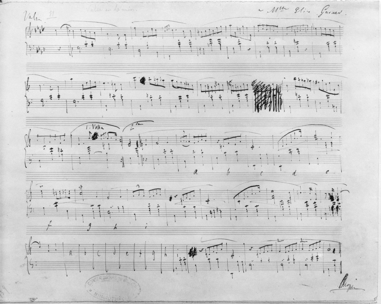 Ms.117, Waltz in F minor, Opus 70, Number 2, dedicated to Elise Gavard by Frederic Chopin