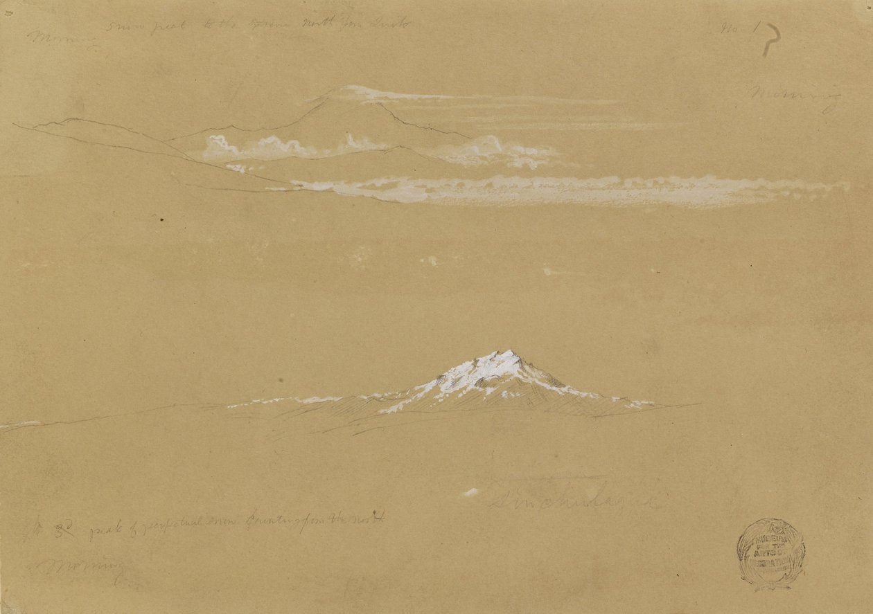 Sincholagua, Morning, from the Temple of the Sun, Quito by Frederic Edwin Church