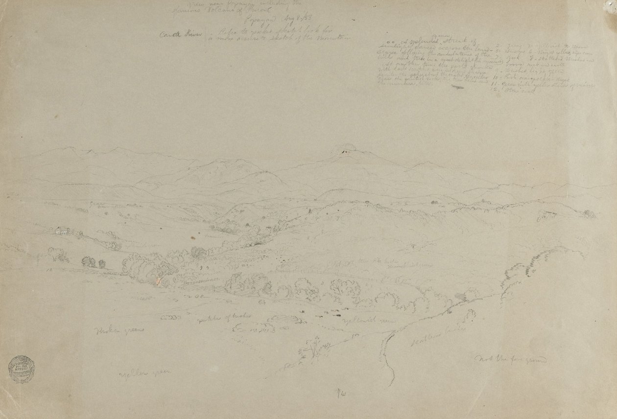 Study. Landscape with Mount Puresé. Sketch. Landscape. by Frederic Edwin Church
