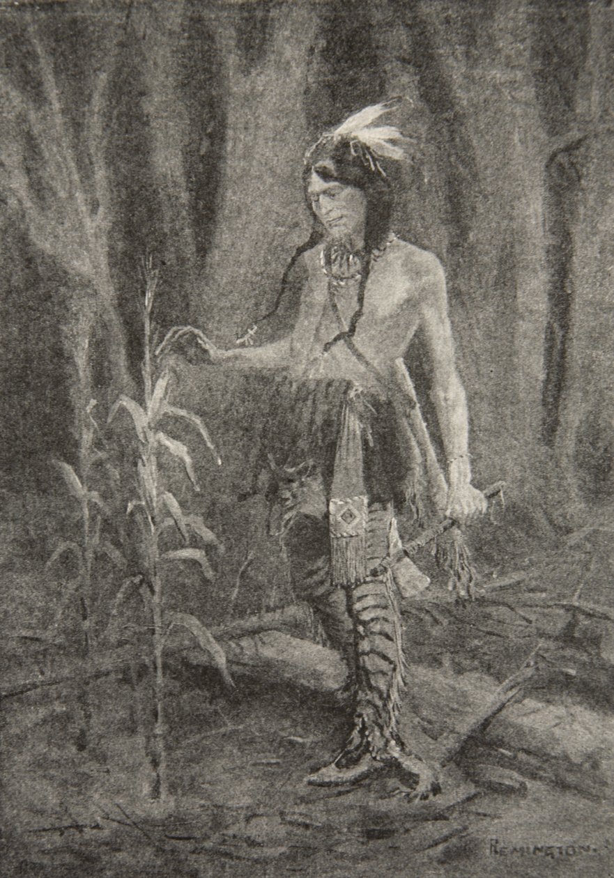 And he saw a youth approaching, Dressed in garments green and yellow, from The Song of Hiawatha by Henry Wadsworth Longfellow by Frederic Remington