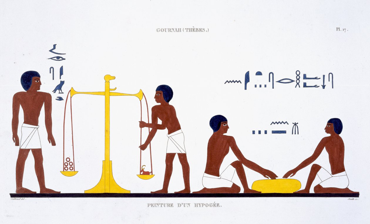 Rituals of Death (subject unclear), from a Rare Record of Frescoes from Thebes, recorded 1819-1822 on his second visit to Egypt by Frederic Cailliaud (1787-1869) by Frederic (after) Cailliaud