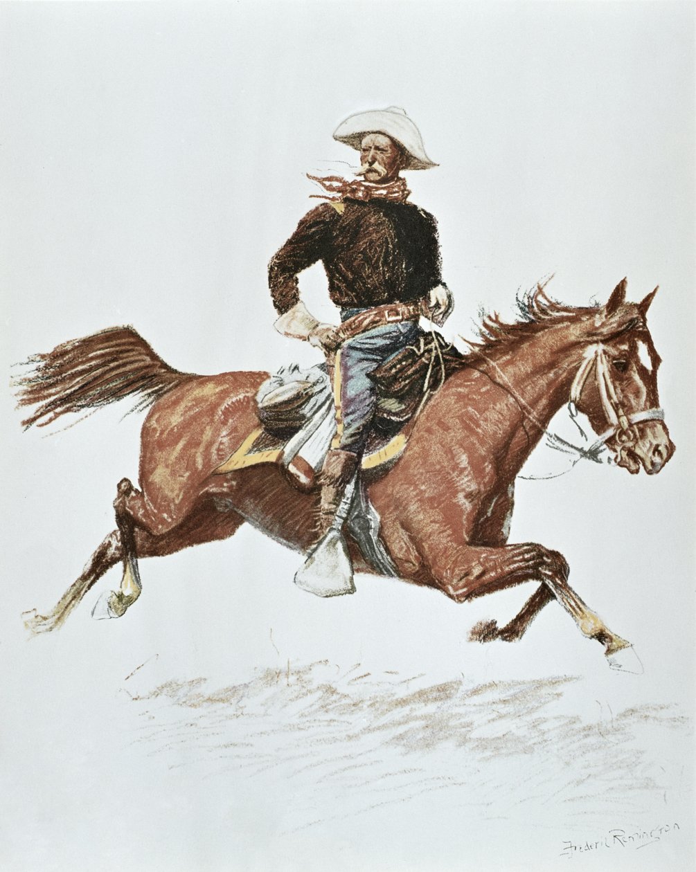 US Cavalry Officer in campaign dress of the 1870s by Frederic (after) Remington