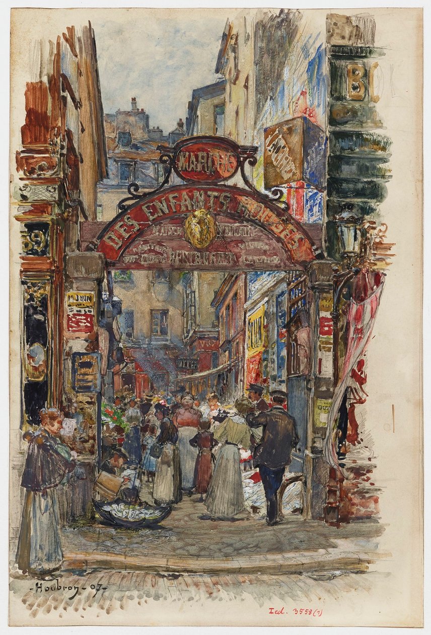 Entrance to the Market of the Red Children, 39, rue de Bretagne by Frederic Anatole Houbron