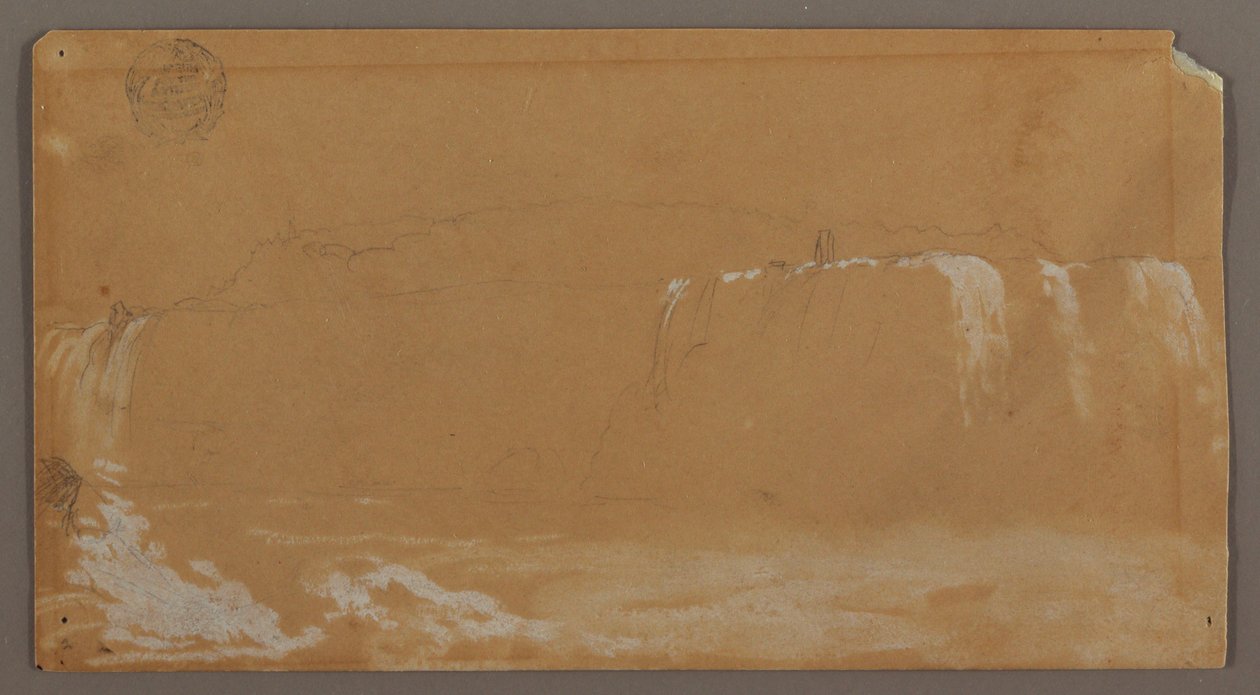 American Falls, Goat Island and Part of Horseshoe Falls, Seen from the Canadian Bank of the Niagara River, possibly 1858 by Frederic Edwin Church