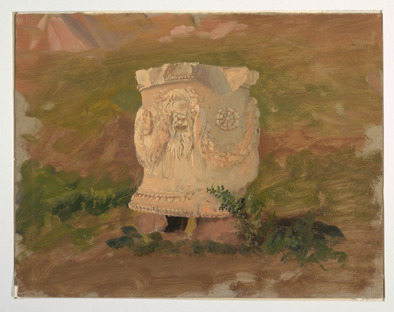 Athens, Sculpture in Dionysus Theatre, April 1869 by Frederic Edwin Church